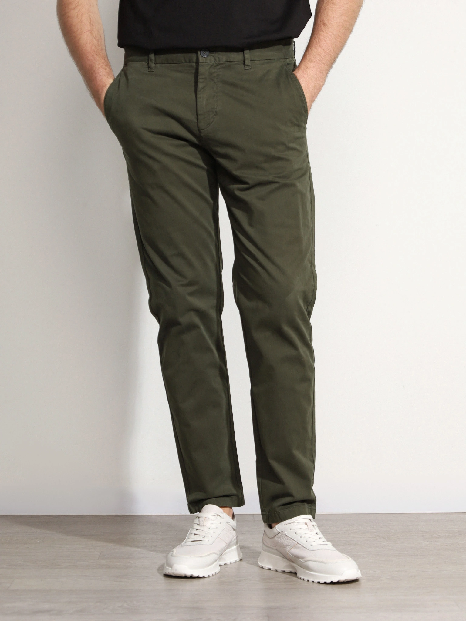 Брюки цвета хаки из смесового хлопка